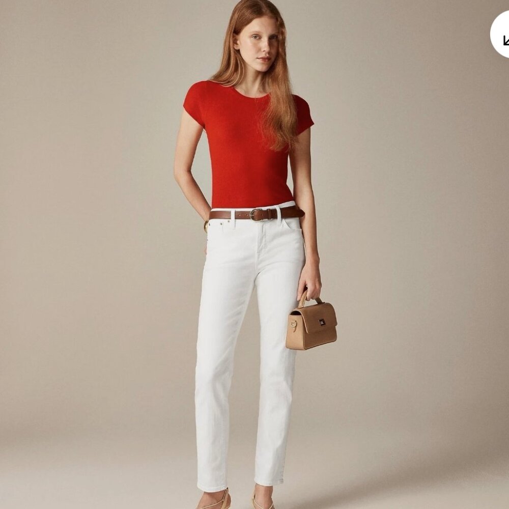 J Crew White 03 Slim Straight Tapered Leg Cotton Denim Pant 29 Tall Minimalist